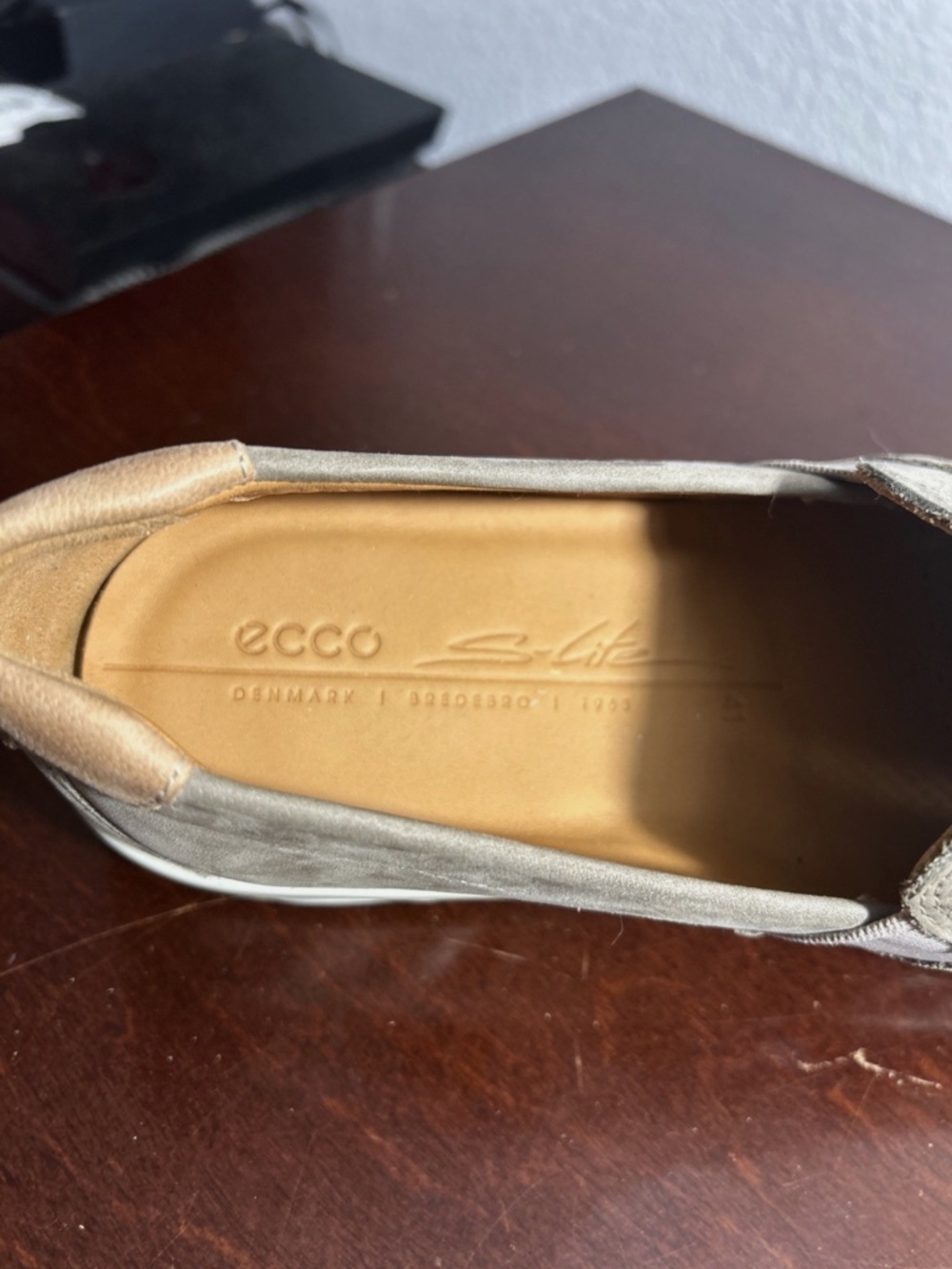 Ecco Shoes Mens 7-7.5 Lite Moc Loafers Slip On Perforated Comfort Grey Leather - Picture 6 of 8